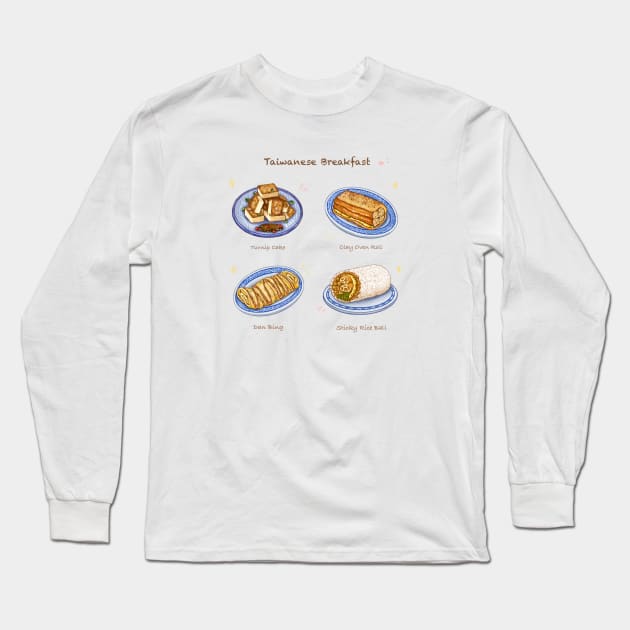 Taiwanese Breakfast Illustration❤️ Long Sleeve T-Shirt by Rose Chiu Food Illustration